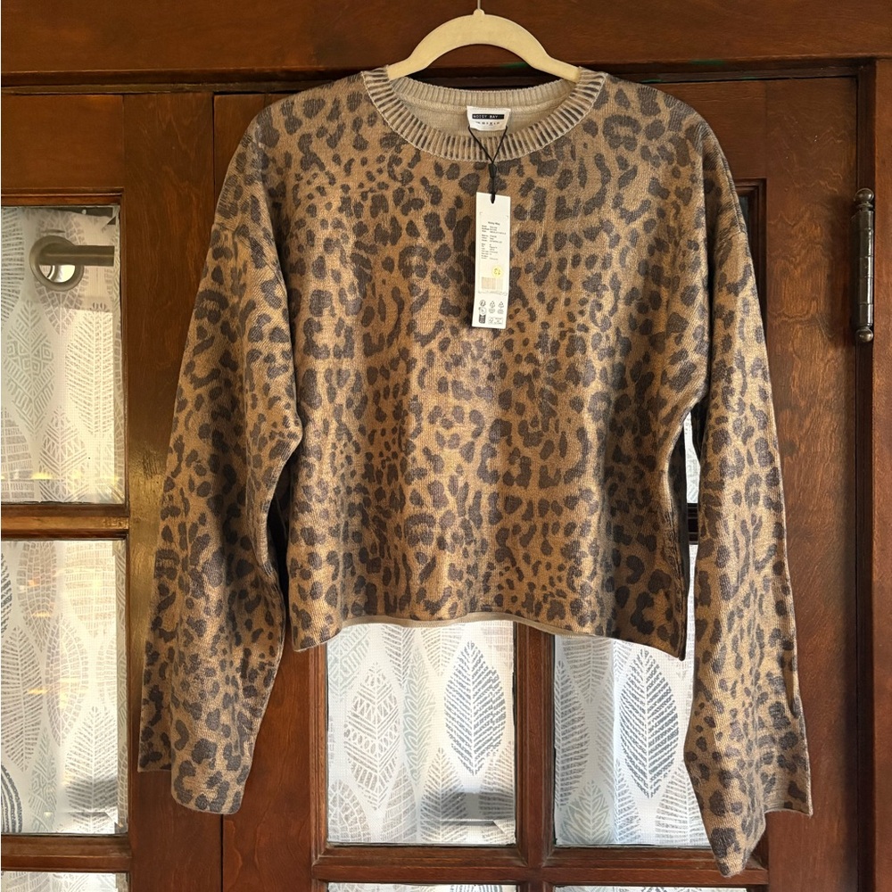 Noisy May Animal Print Knit Sweater NWT